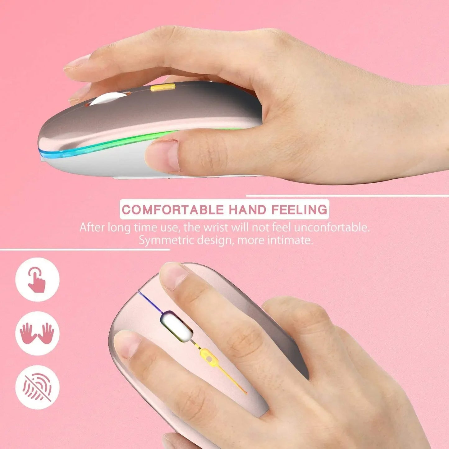 Rechargeable Wireless Mouse Colorful Backlit Mosue