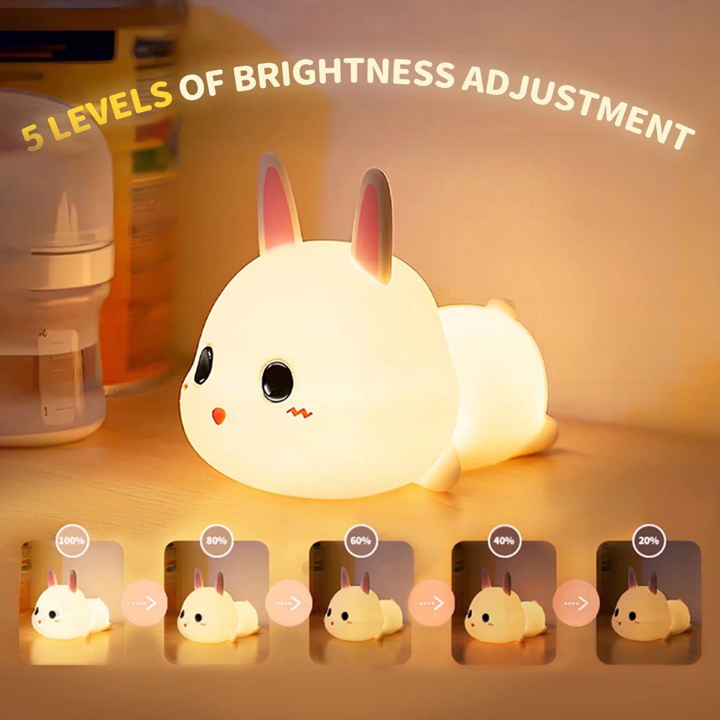 Cute rabbit silicone nightlight children's room decoration