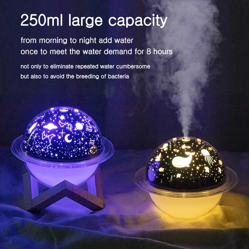 Creative LED projection light USB planet humidifier Christmas star