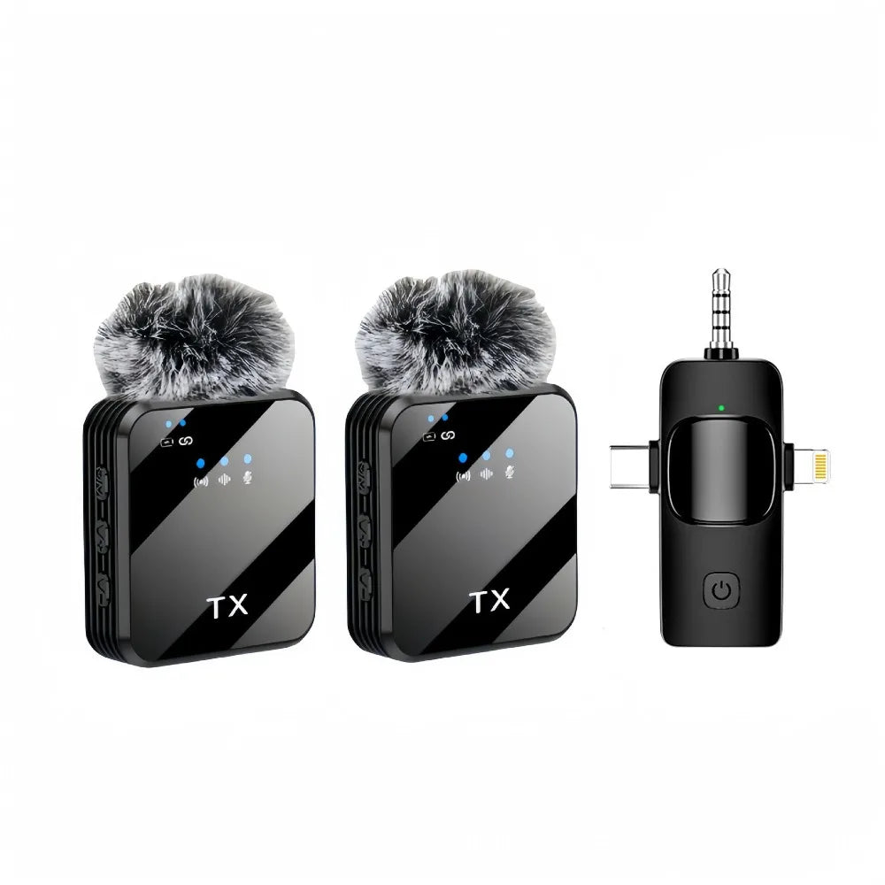3in1 Design Wireless Lavalier Microphone Type-C Charging