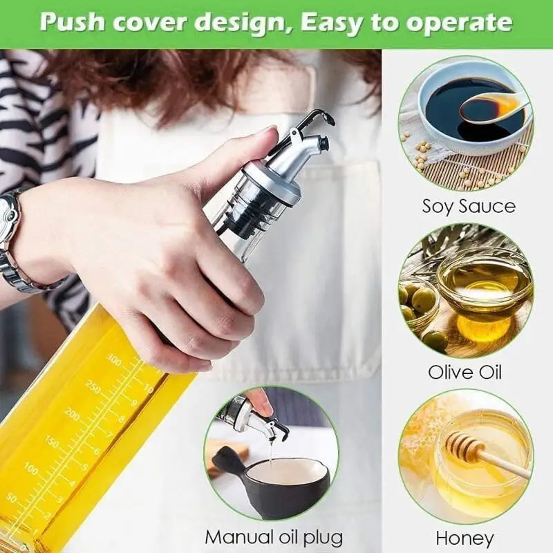Transparent Glass Olive Oil Bottle Leakproof Kitchen