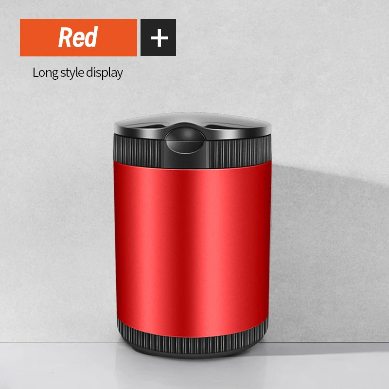 Metal Car Ashtray With Lid LED Light Portable Alloy Stainless Steel