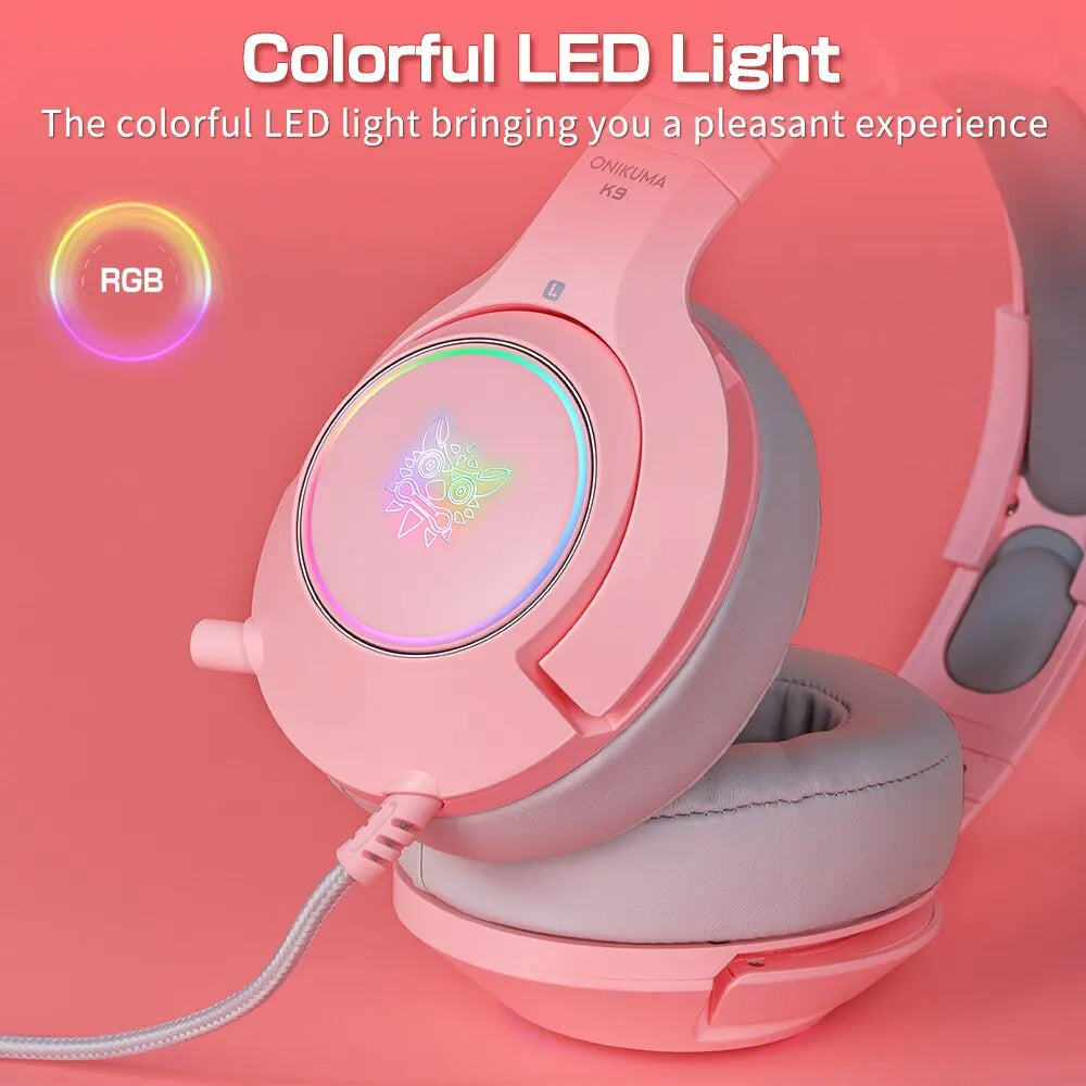 ONIKUMA K9 Wired Headphones with RGB Light Flexible HD