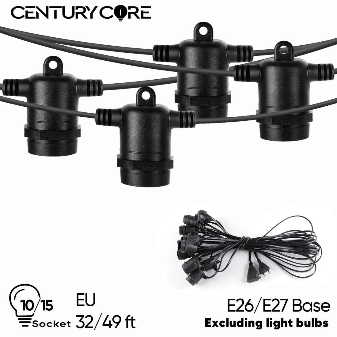 E27 Outdoor String Light Stringer E26 Light Socket Stringer