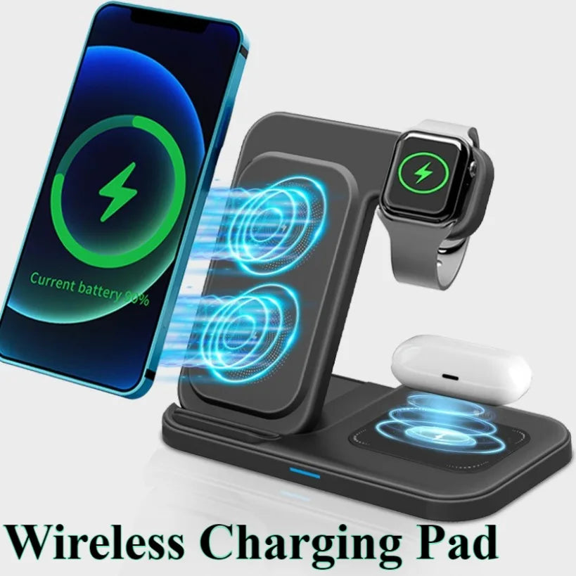 3 in 1 Wireless Charger Pad Stand Folding Fast Charging