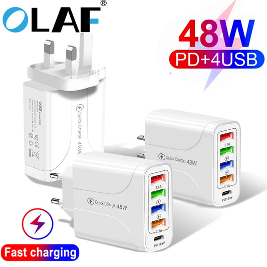 OLAF 48W USB Fast Charger 4-Port Charger Adapter