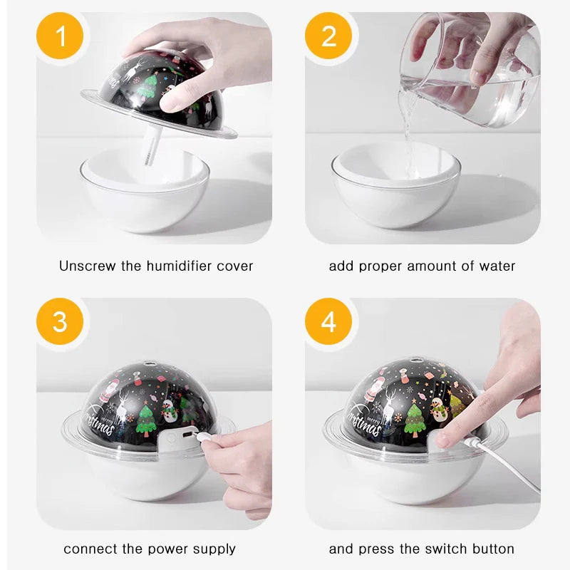 Creative LED projection light USB planet humidifier Christmas star