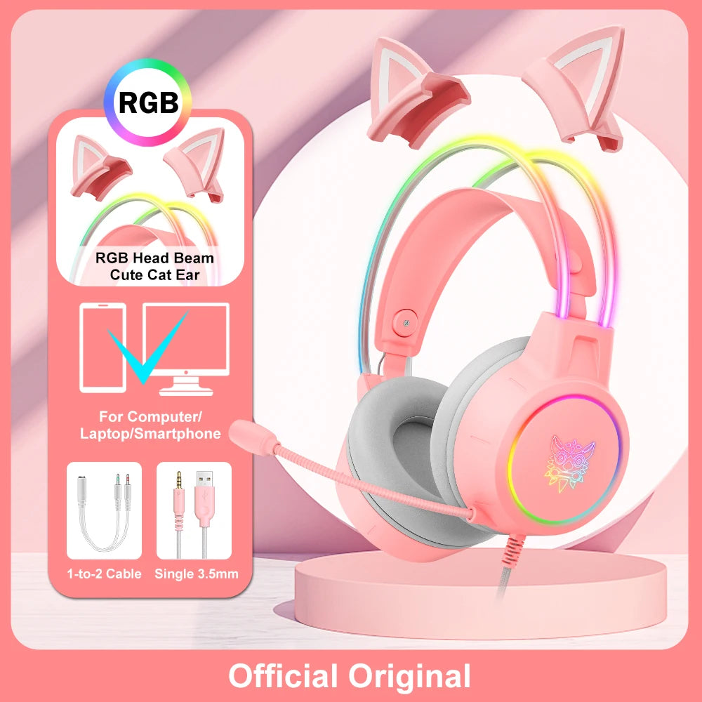 ONIKUMA RGB Gaming Headphones with HD Flexible Mic