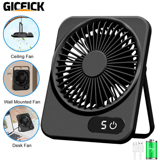 Desk Fan Portable USB Rechargeable Fan 180° Tilt Folding Personal Fan
