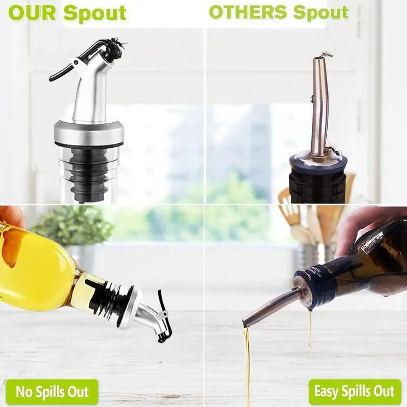 Transparent Glass Olive Oil Bottle Leakproof Kitchen