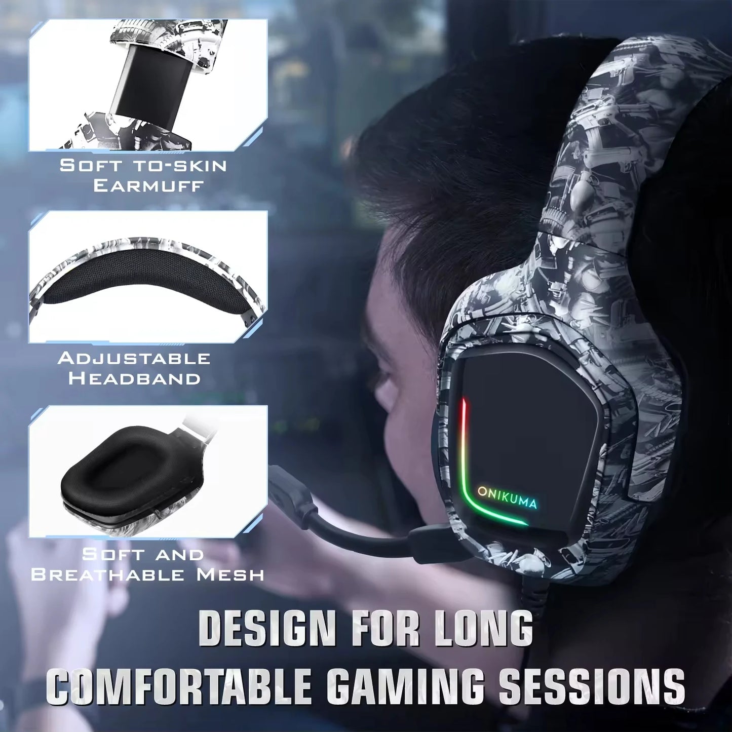 TLCRETE ONIKUMA K20 Camouflage Gaming Headset