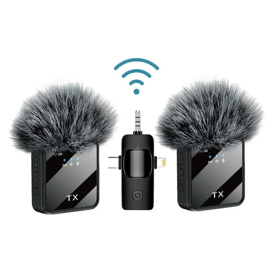 3in1 Design Wireless Lavalier Microphone Type-C Charging