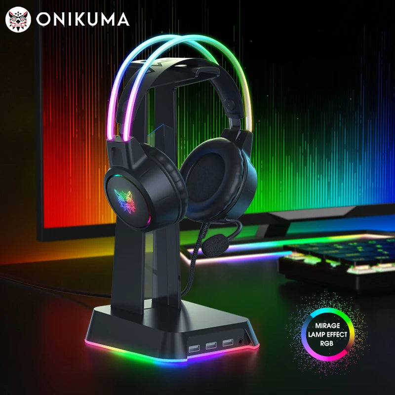 ONIKUMA RGB Gaming Headphones with HD Flexible Mic