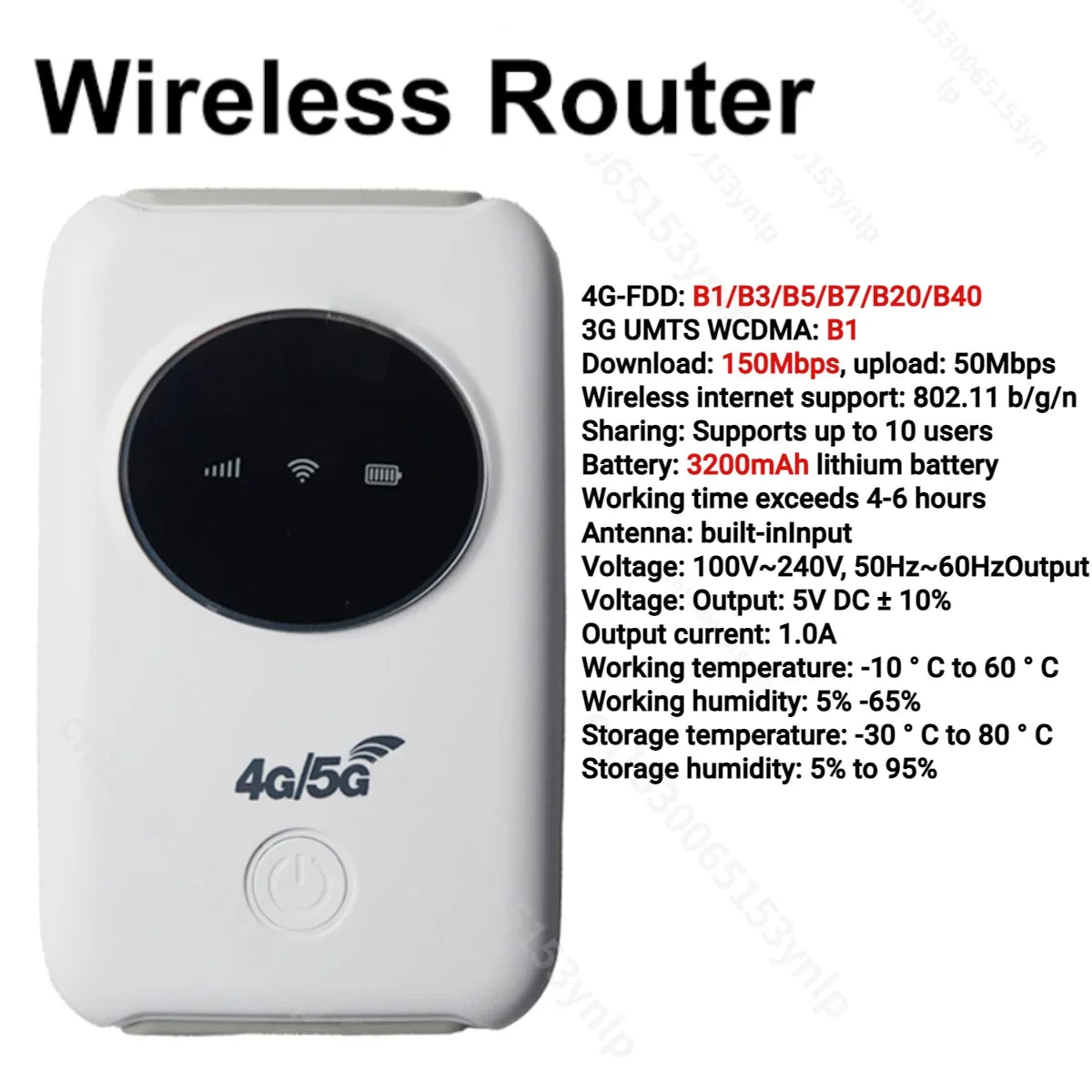 4G Lte Router Portable WiFi Repeater 3200mAh 150Mbps O