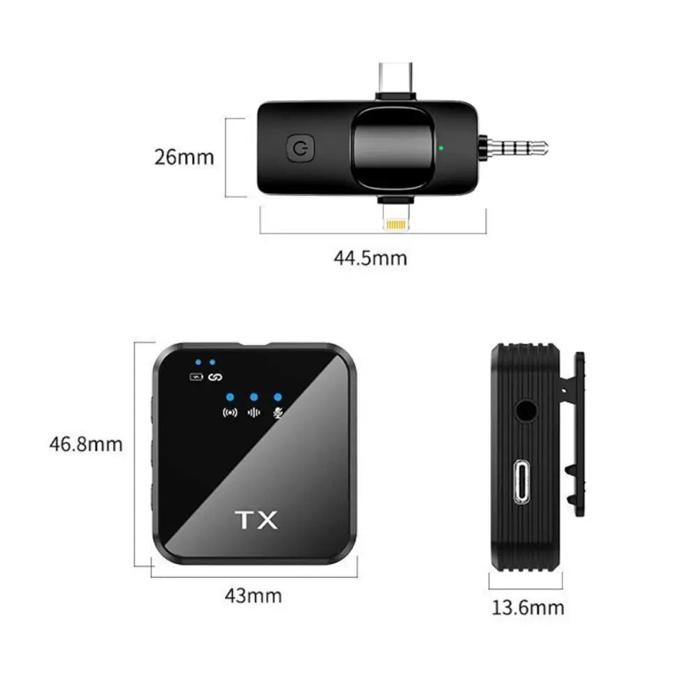 3in1 Design Wireless Lavalier Microphone Type-C Charging