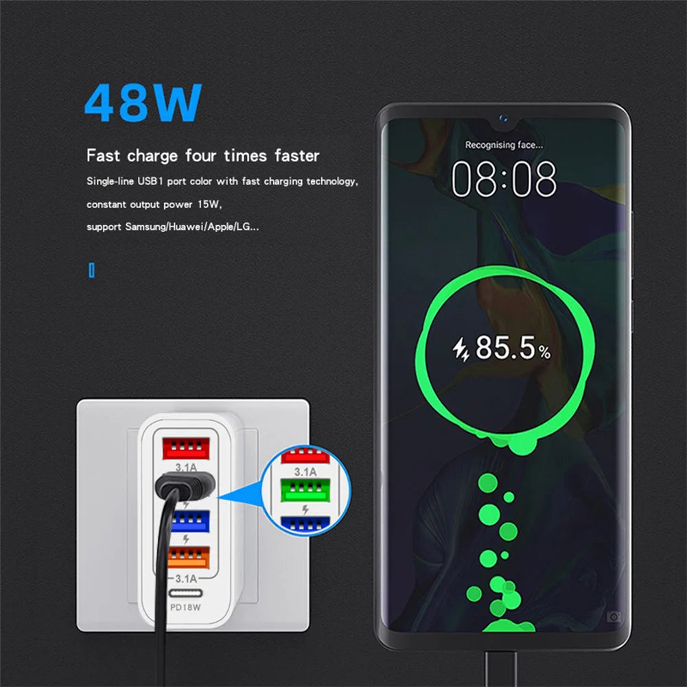 OLAF 48W USB Fast Charger 4-Port Charger Adapter
