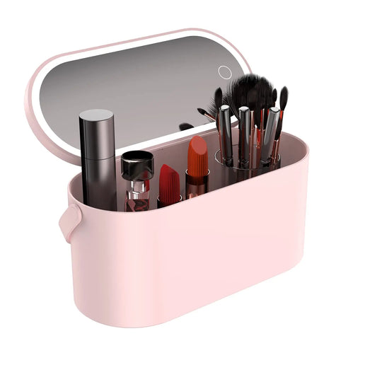 Portable LED Light Storage Box Beauty And Makeup Mirror