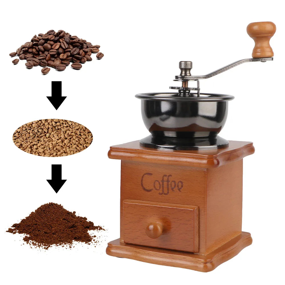 Wooden Mini Retro Style Manual Coffee Bean Grinder