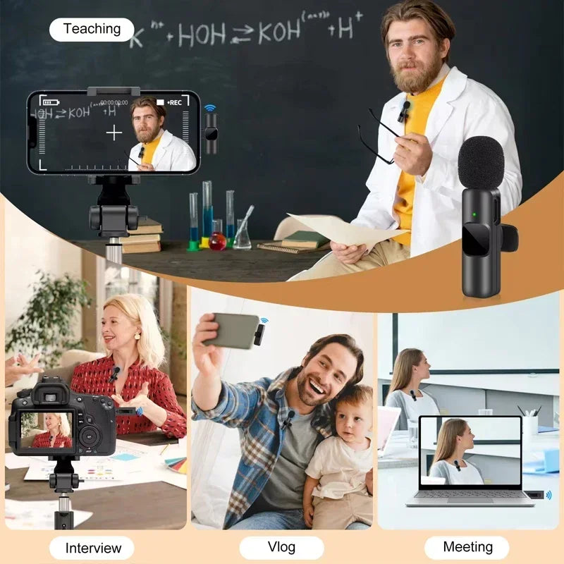 Portable Wireless Lavalier Microphone Audio Video Recording Mini Mic