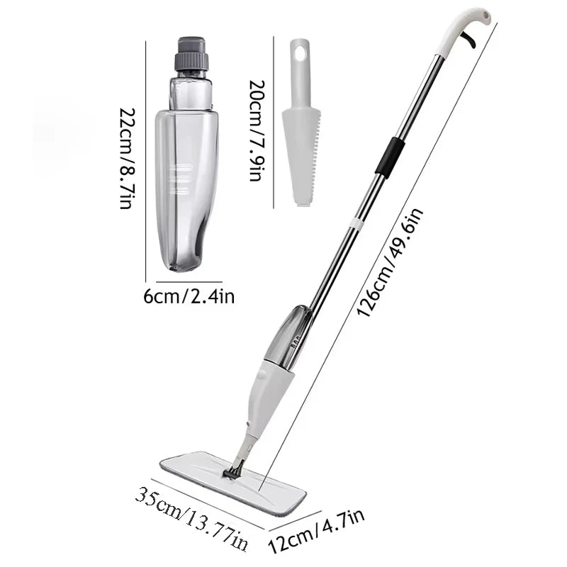 New Spray Mop Broom Set with Reusable Microfiber Pads Rotating D