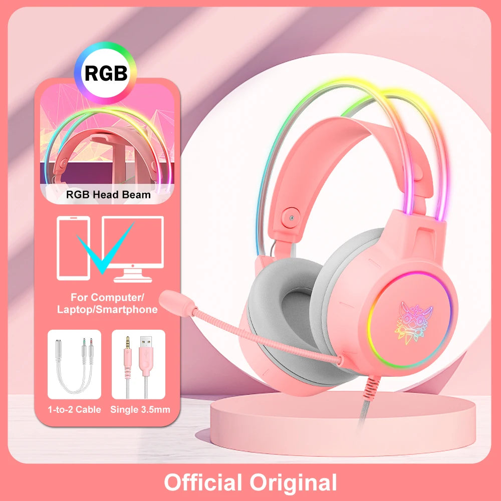 ONIKUMA RGB Gaming Headphones with HD Flexible Mic