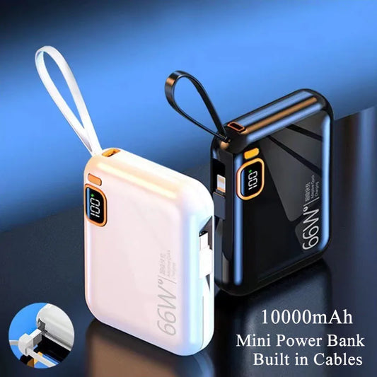 PD66W Power Bank 10000mAh Built in Cables Two-way