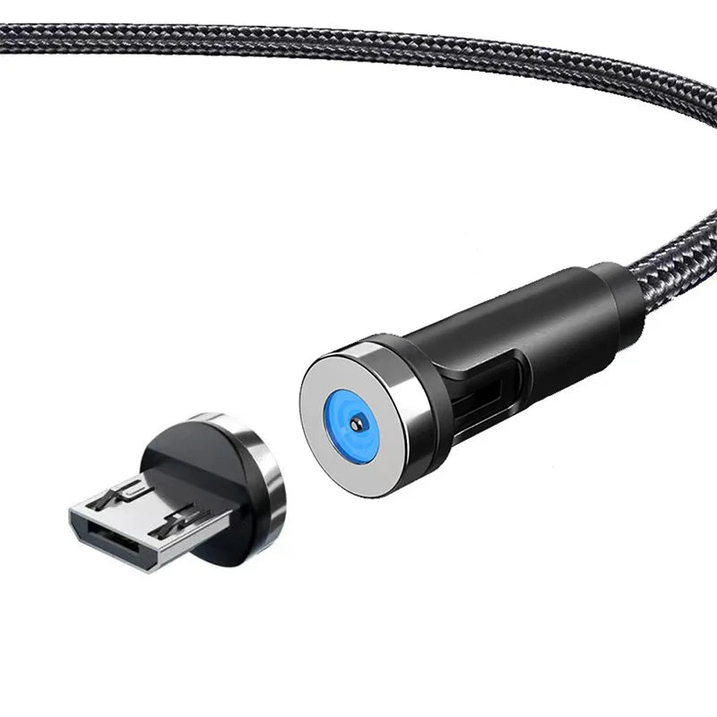 540 Rotate Magnetic Micro USB Type C Mobile phone cable
