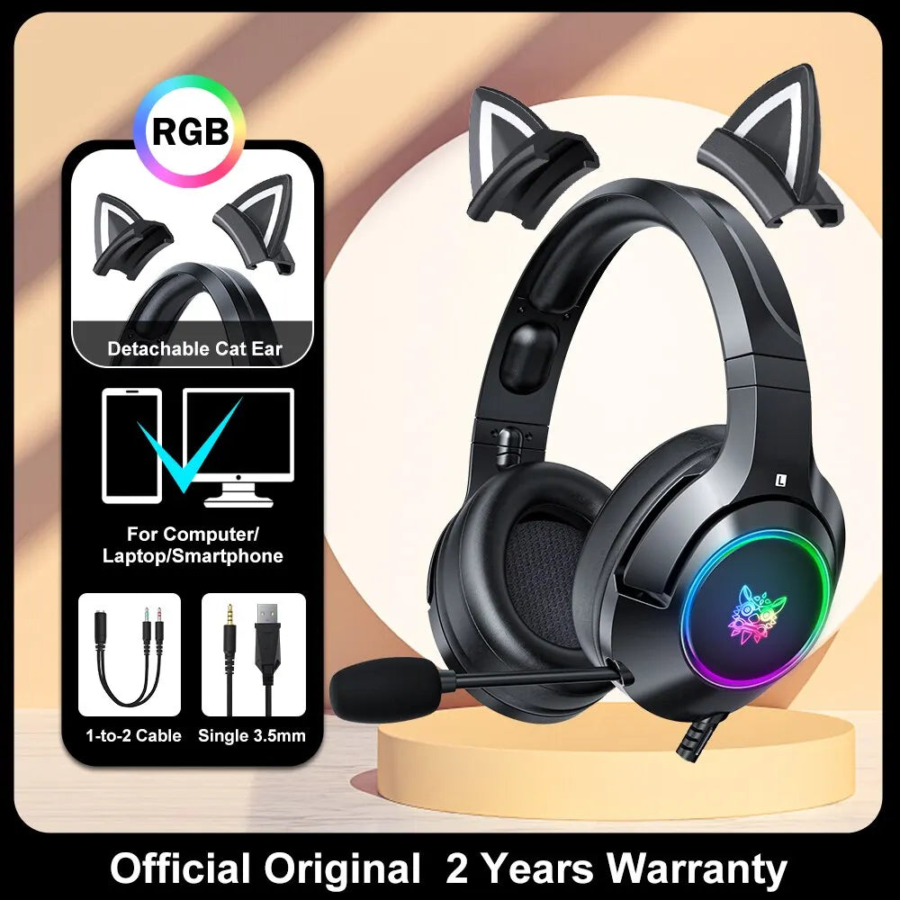 ONIKUMA K9 Wired Headphones with RGB Light Flexible HD