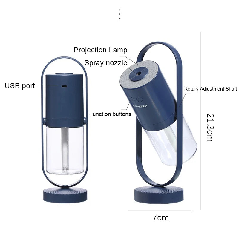 Portable Mini Tabletop Air Humidifier 200ml Oil Diffuser 500mah Led Color