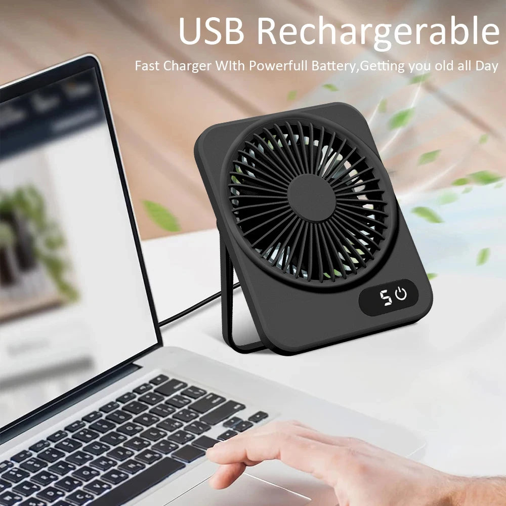Desk Fan Portable USB Rechargeable Fan 180° Tilt Folding Personal Fan