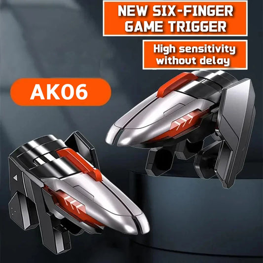 6 Finger Mobile Phone ABS Game Trigger AK06 for PUBG
