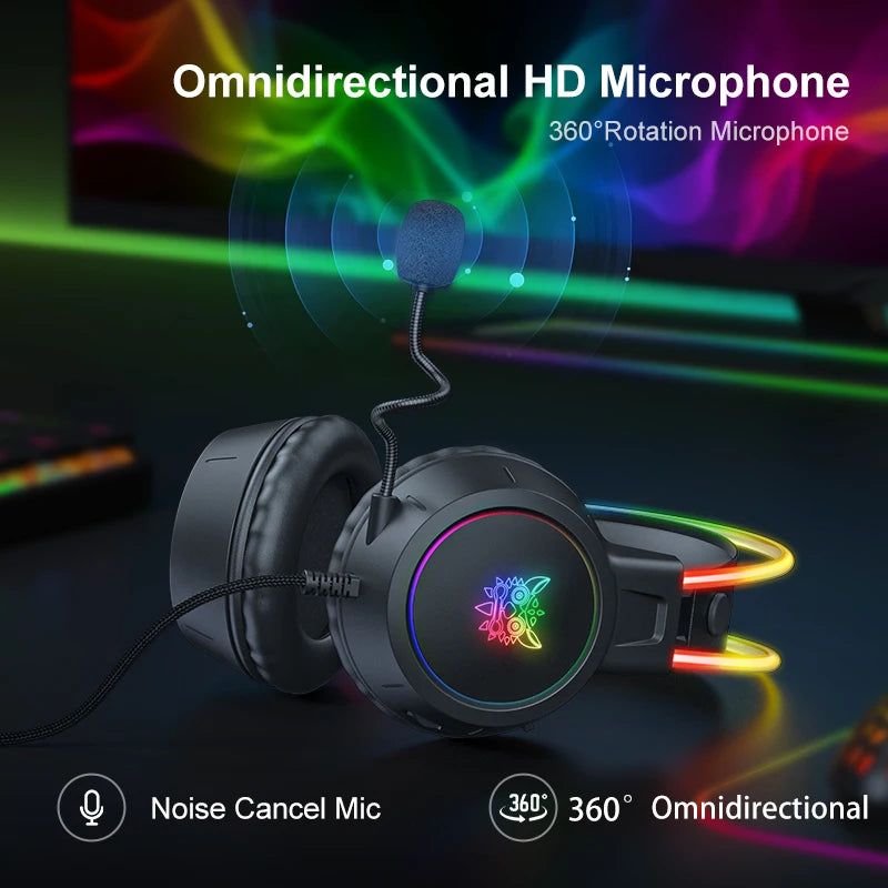 ONIKUMA RGB Gaming Headphones with HD Flexible Mic