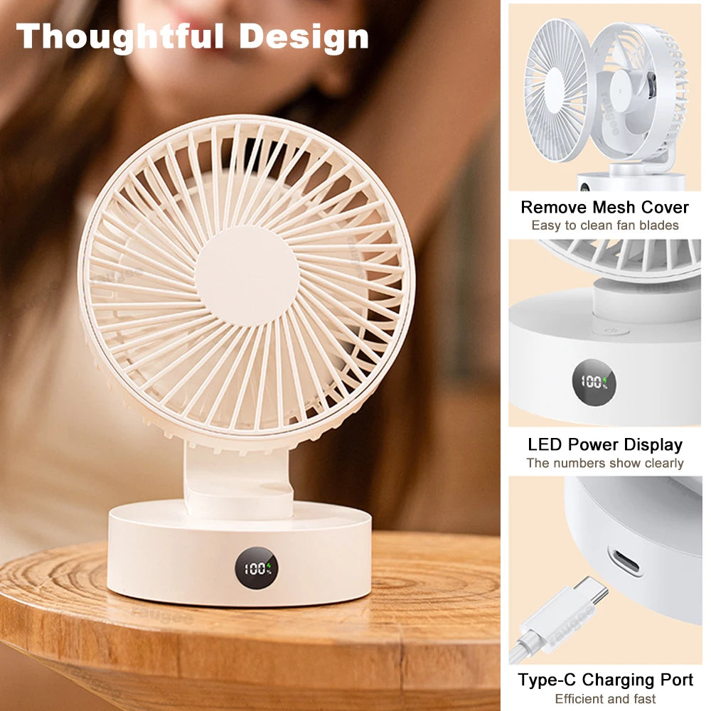 Small Desk Fan Portable USB Rechargeable