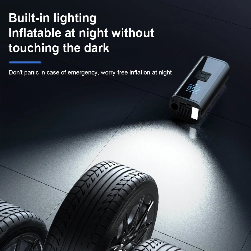 Car Inflator Pump with LED Light Bicycle Air Compressor