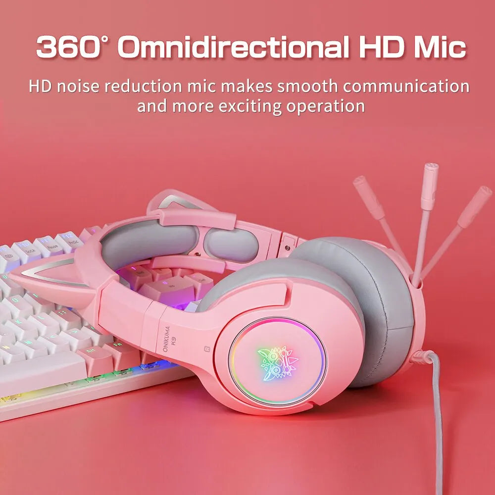 ONIKUMA K9 Wired Headphones with RGB Light Flexible HD